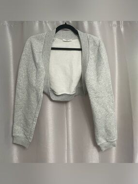 ZARA Gray Cropped Shrug Bolero Sweatshirt | Balletcore Athleisure Layer
